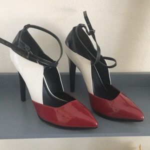 Black/Red/White Faux Snake Skin heels.
